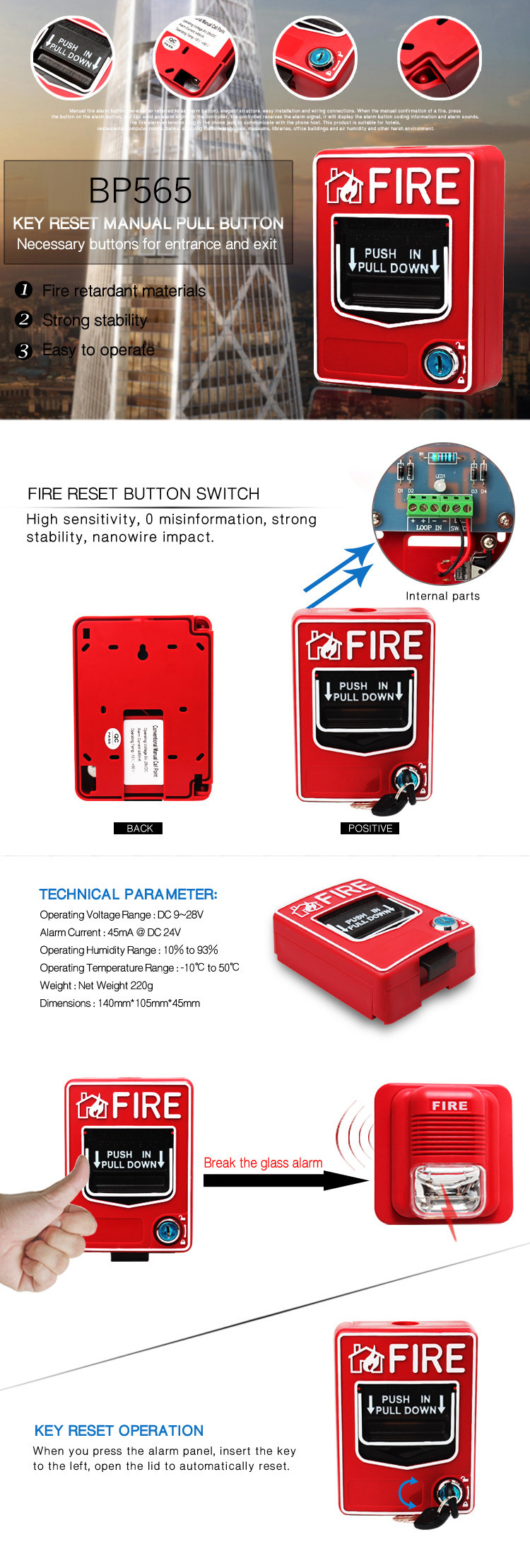 Handfeuermelder für konventionelle Brandmeldeanlagen