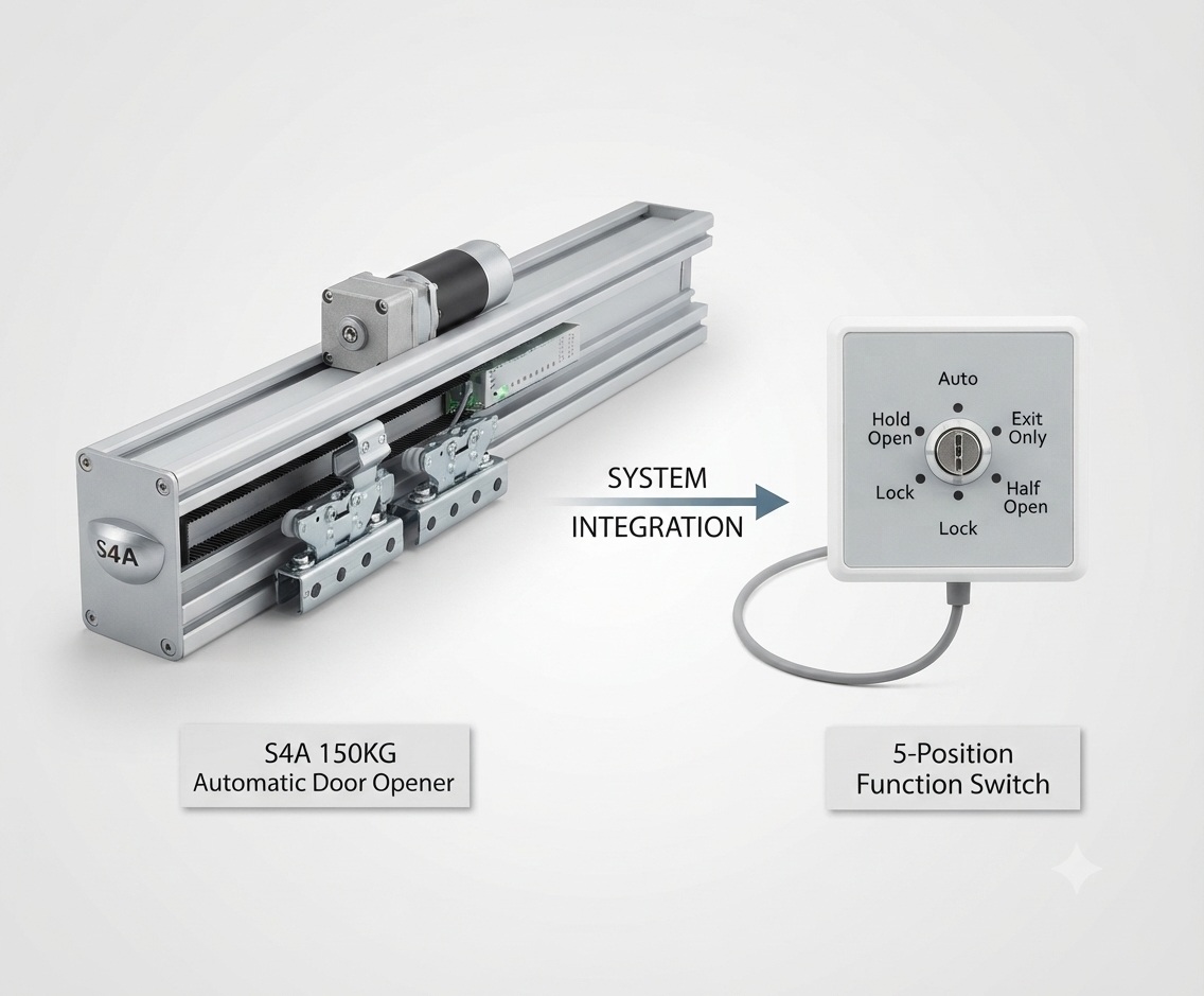 150kg Heavy Duty Automatic Sliding Door Operator with 5-Position Function Switch